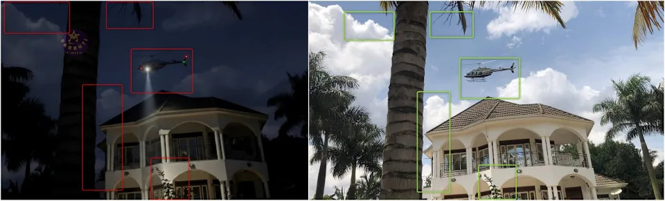 <span>Comparison of the altered image (left) with the original photograph taken in 2021</span>