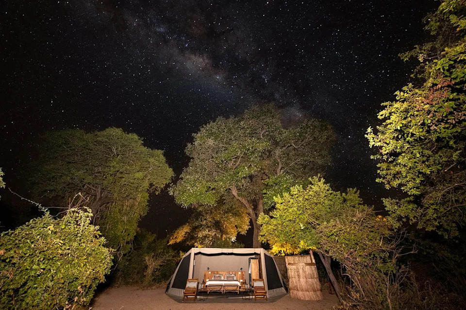 Asilia A Kokoko tent under the bright stars.