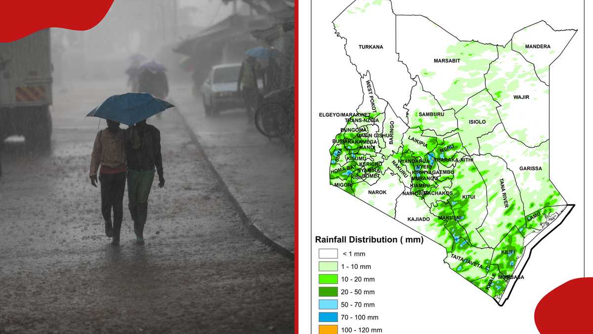 Kenya MET Warns of Rainfall, Strong Winds in Select Regions for Next 24 Hours