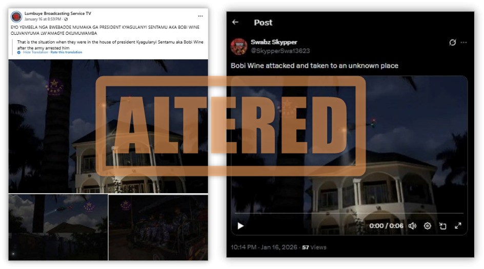 Altered image of helicopter hovering over Ugandan opposition leader's home unrelated to 2026 elections