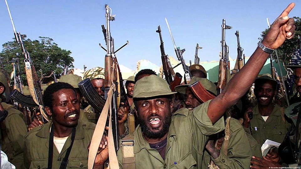 Ethiopians soldiers celebrate in the streets of Zala Anbesa in 2000, after defeating remnants of the Eritrean army. The war, which lasted from 1998 to 2000, killed tens of thousands and remains a focal point in tensions between Ethiopia and Eritrea<span class="copyright">Alexander Joe/AFP/dpa/picture-alliance</span>