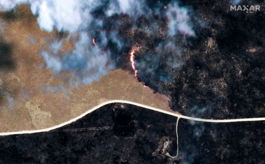 A satellite image shows an overview of Etosha National Park, Namibia, on Friday, September 26.