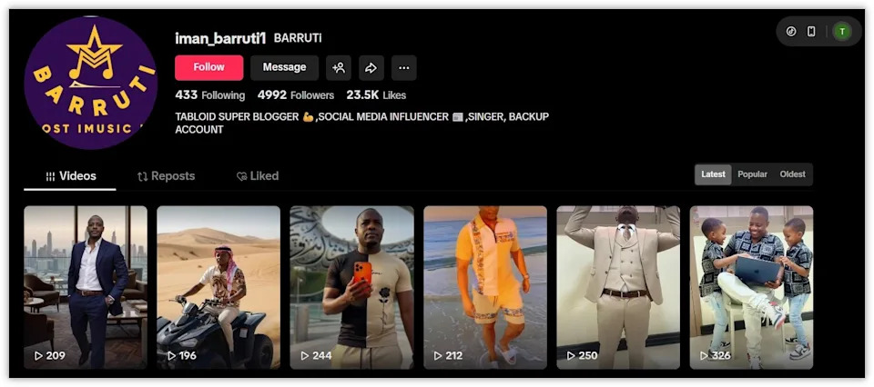 <span>Screenshot of a TikTok account with the purple logo, taken on January 22, 2026</span>