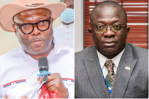 Fred Opare Ansah (L) has accused Bryan Acheampong of hurting NPP’s fortunes in the Eastern Region