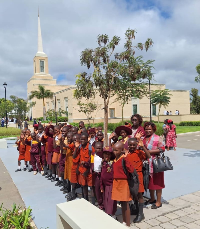 School children attend the open house of the Harare Zimbabwe Temple on Jan. 22, 2026.