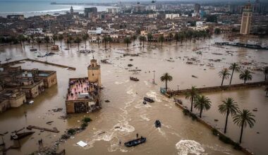 La médina de Safi engloutie par les eaux de l’oued Chaâba, en crue le 14 décembre 2025. © DR
