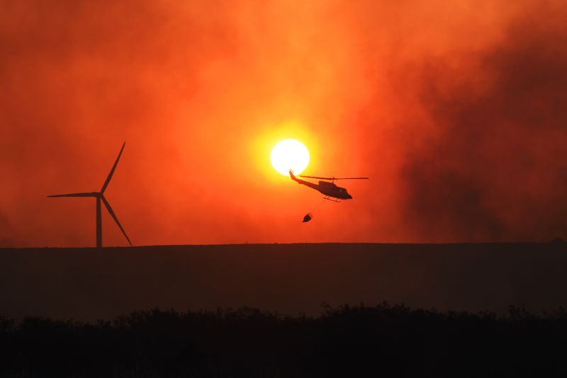 Thick smoke turned the sky a bright orange-red over Humansdorp. Aerial firefighting support was deployed from George to help control the blaze. (Photo: Deon Ferreira)