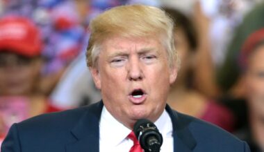Donald Trump speaking with supporters at a campaign rally at the Phoenix Convention Center in Phoenix, Arizona. By Gage Skidmore.
