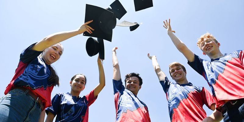Class of 2023 matric pupils from Hoerskool Zwartkop in Centurion celebrate after writing their last exam  on 1 December 2023. (Photo: Deaan Vivier / Beeld / Gallo Images)