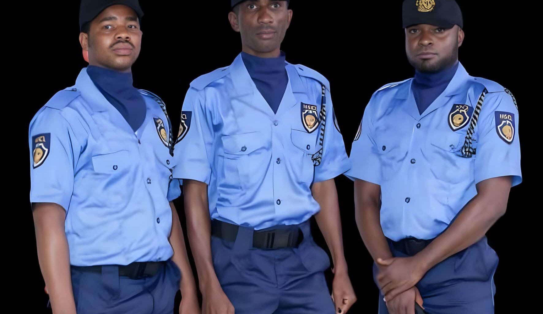 Uniformed Mafoko Security Patrols Guards.