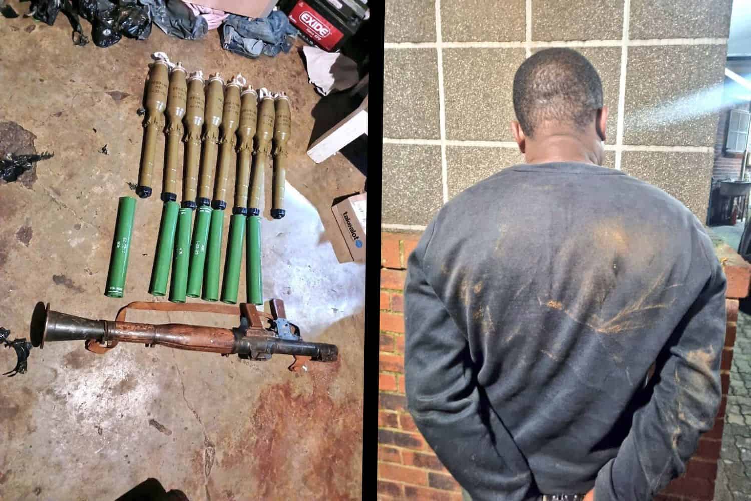 Man arrested with rocket launcher explosives Malvern Ekurhuleni