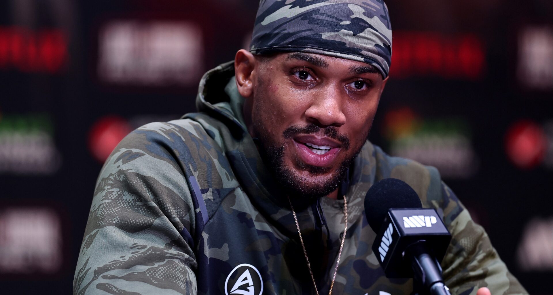 Anthony Joshua speaks at a pre-fight press conference