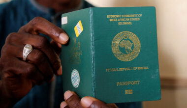 Abdul Giwa holds a copy of his passport during an interview with Reuters on the recent pronouncements of the Kaduna State government on the activity of the Shi’ite group in Kaduna
