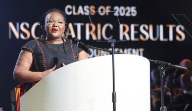 Minister of Basic Education, Siviwe Gwarube, at the announcement of top achievers in Fairlands, Gauteng. (Photo: Kopano Tlape / GCIS)