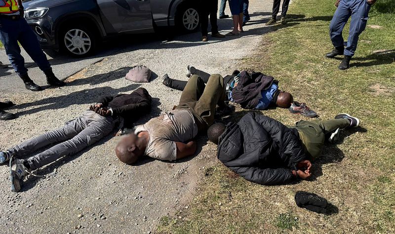 Four suspects with possible ties to a notorious robbery gang that targeted properties in Nelson Mandela Bay four years ago were arrested after a home invasion in Theescombe, Gqeberha, on Wednesday. (Photo: Supplied / Tac Net)
