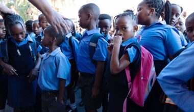 First day back at school for students at Thembani Primary in Langa, 14 January 2026. (Photo: David Harrison)