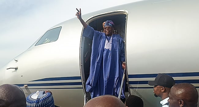 Tinubu arrives Abuja from Guinea-Bissau