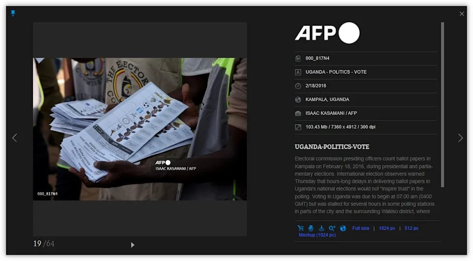 <span>A screenshot of a photo in the AFP archives showing Uganda's 2016 ballot</span><div><span>ISAAC KASAMANI</span><span>AFP</span></div>