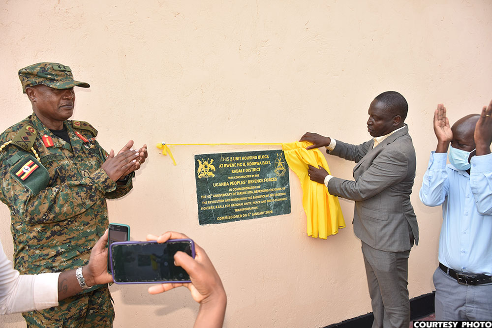 Minister Bahati commissions a newly constructed housing block at Rwene Health Centre II in Kabale district.