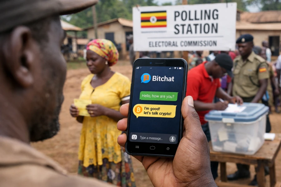 Bitchat gains ground in Uganda as blackout returns during presidential election.