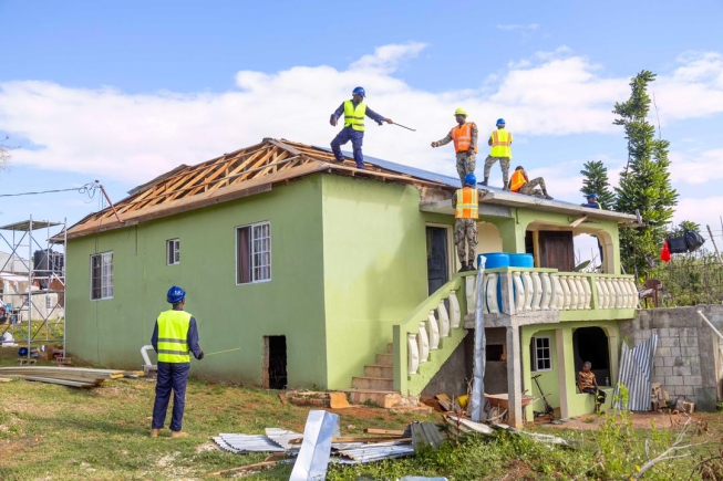 How the Ghana Armed Forces is supporting the rebuilding of homes following hurricane destruction in Jamaica