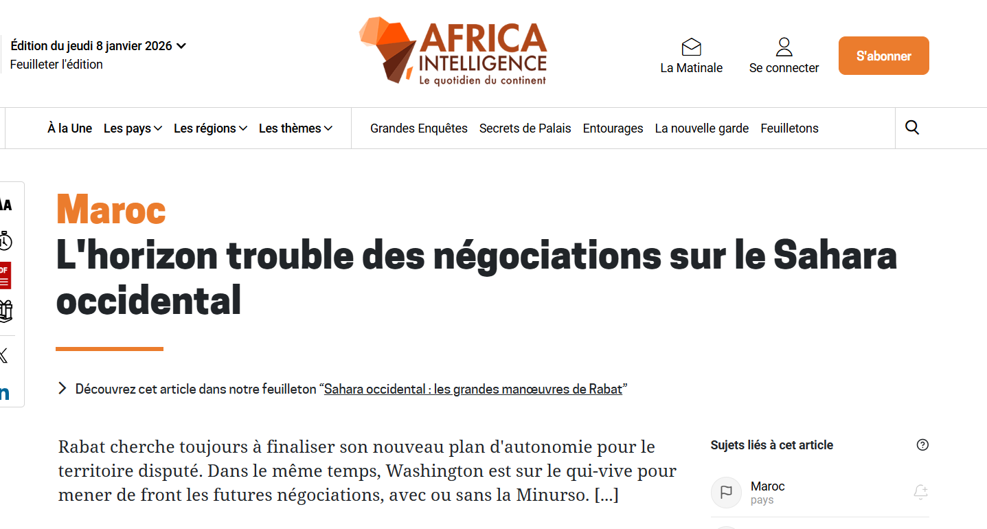 Les États-Unis cherchent à reléguer l’ONU au second plan au Sahara occidental tandis que le Maroc freine le processus, incapable de présenter une autonomie « crédible », selon Africa Intelligence