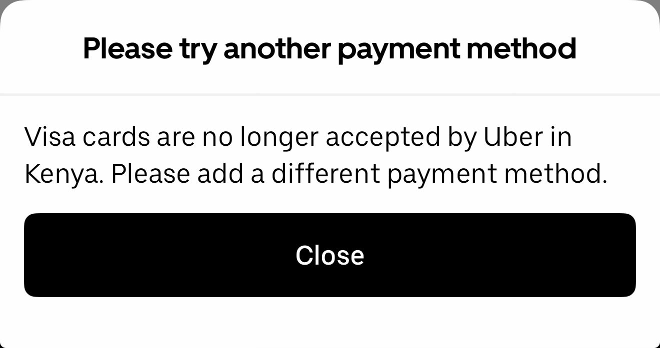 Uber Visa Payments Kenya