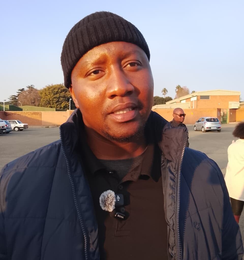 ActionSA mayoral candidate Xolani Khumalo visits Mazwi Kubheka after his hospital discharge in Vosloorus. Photo by Happy Mnguni