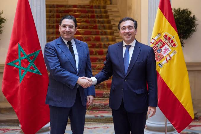 Moroccan Foreign Minister Nasser Bourita and Spanish Foreign Minister José Manuel Albares.