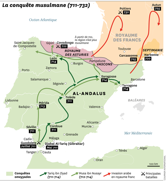 Carte de l’expansion d’Al-Andalus au XVIè siècle
