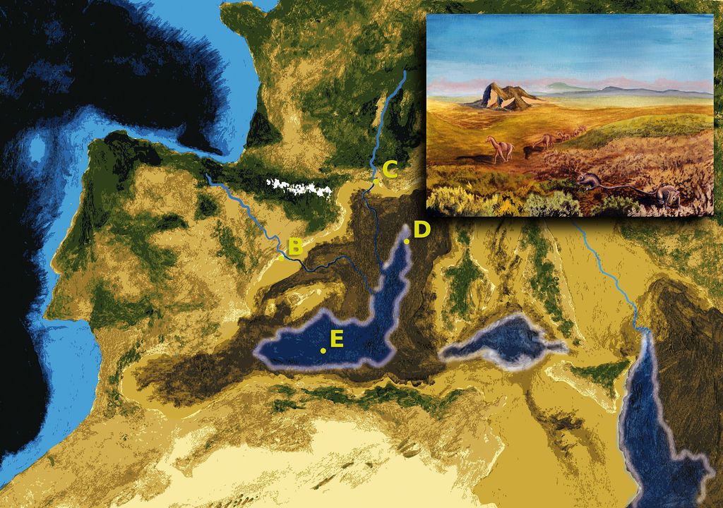 Reconstitution artistique de la crise de salinité du Messinien, il y a 5,96 millions d’années.