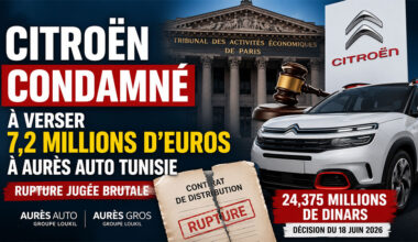 Citroën condamné à verser 24,4 millions de dinars à Aurès Auto en Tunisie