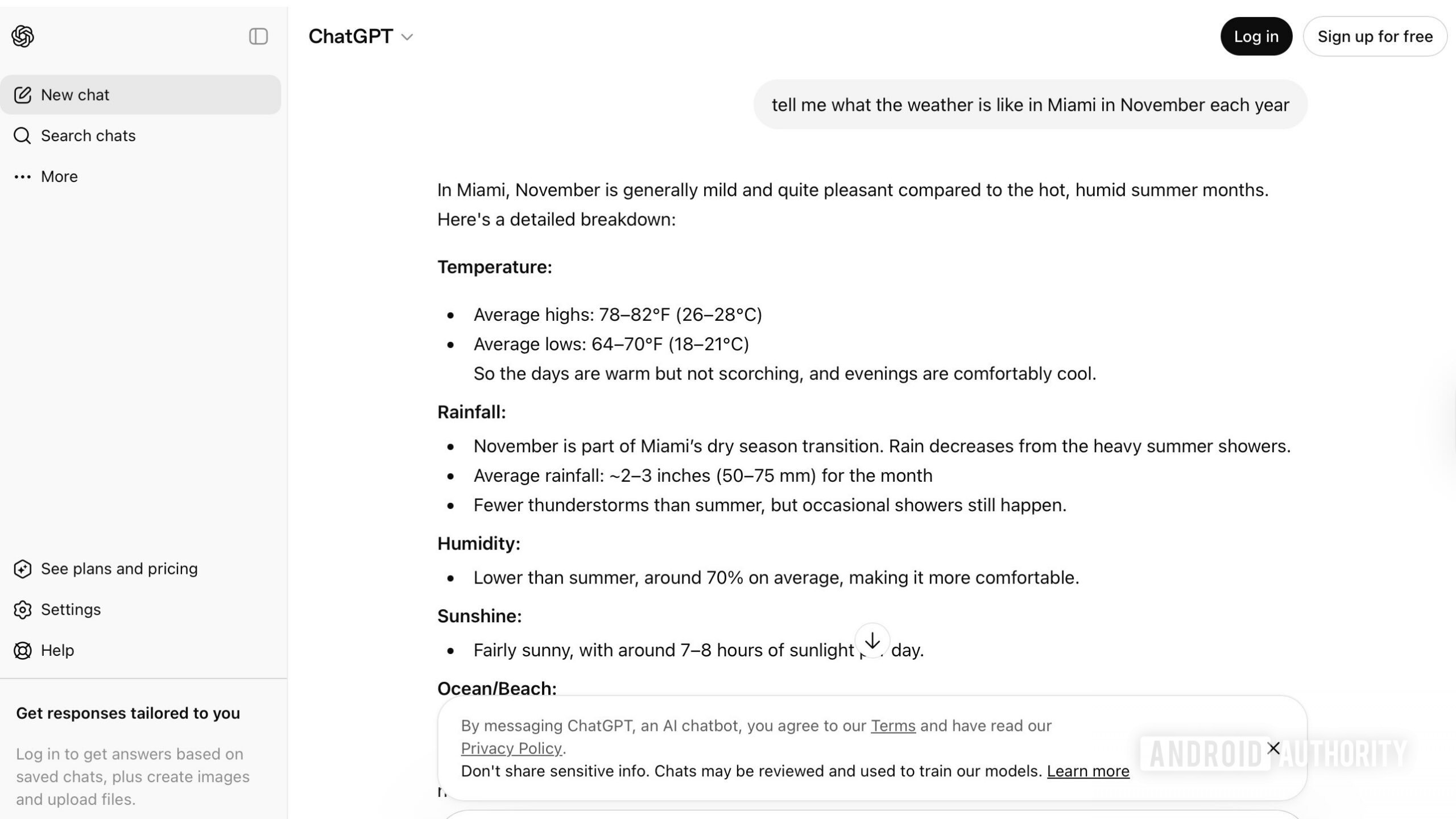ChatGPT example