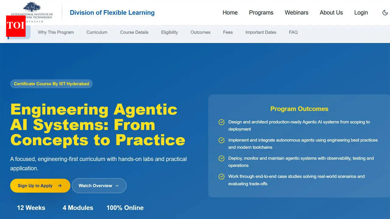 IIIT Hyderabad launches 12-week certificate course on engineering agentic AI systems