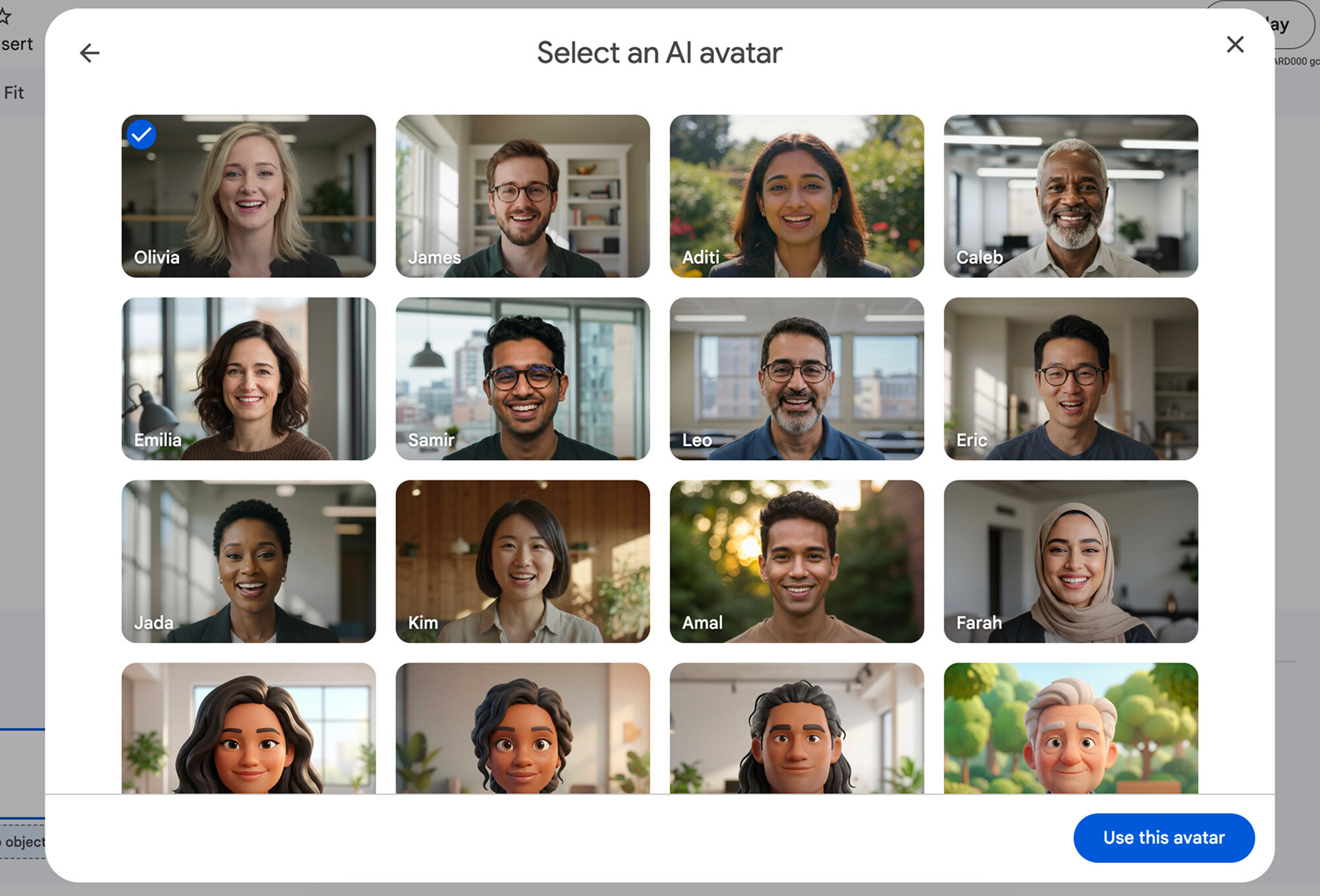 AI avatars in Google Vids presentation