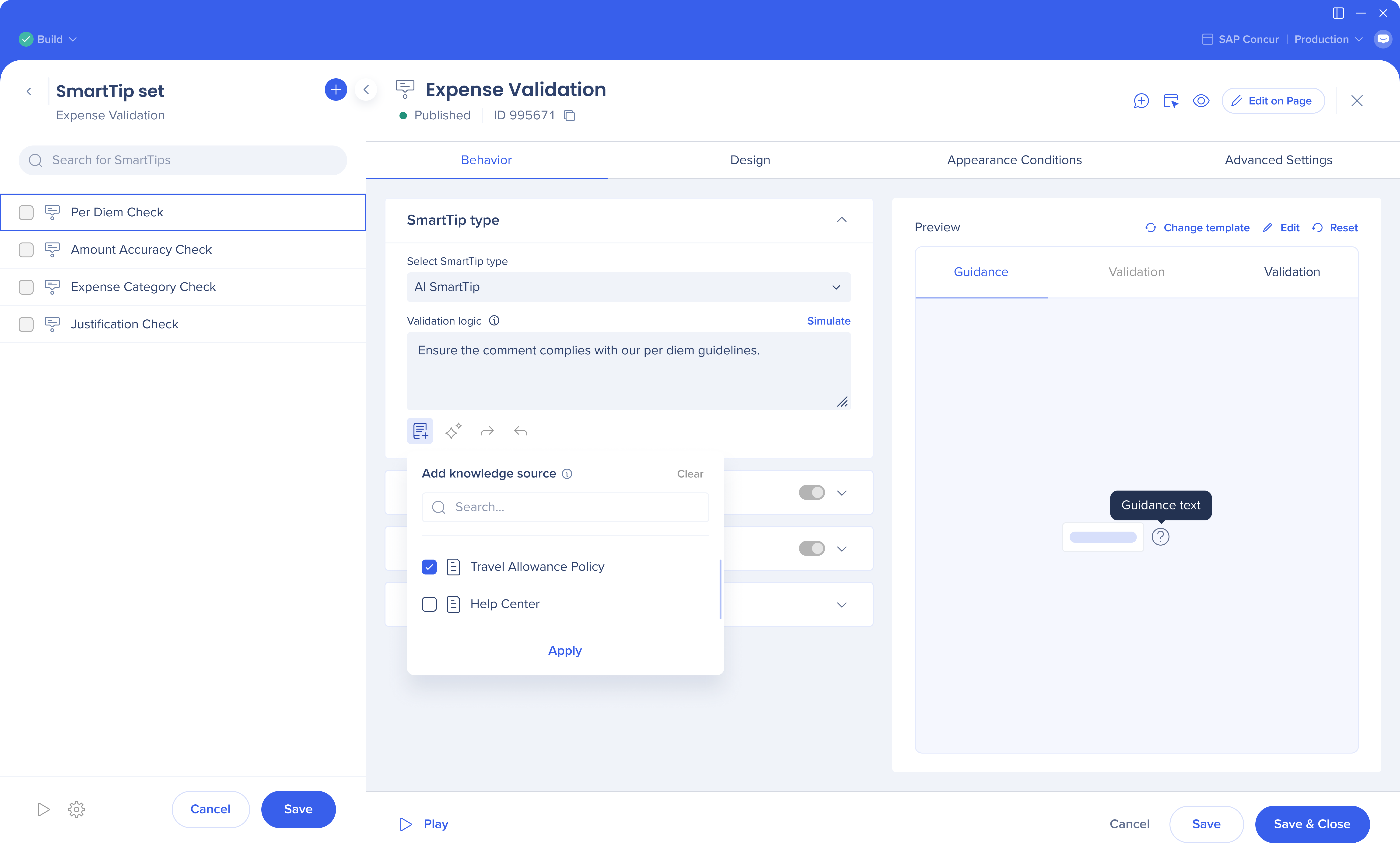 Product screenshot: AI knowledge referencing