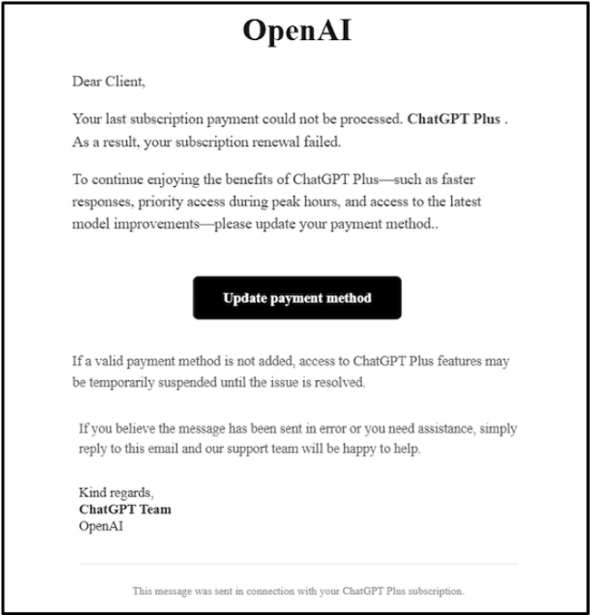 fake ChatGPT Plus billing email brand phishing trends