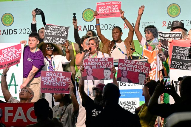 Aktivisten demonstrieren während der 26. Internationalen Aids-Konferenz für einen gerechten weltweiten Zugang zu HIV-Medikamenten und Präventionsangeboten.