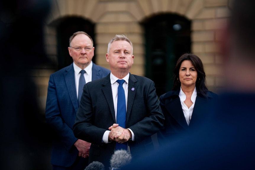 Jeremy Rockliff, Roger Jaensch and Jo Palmer