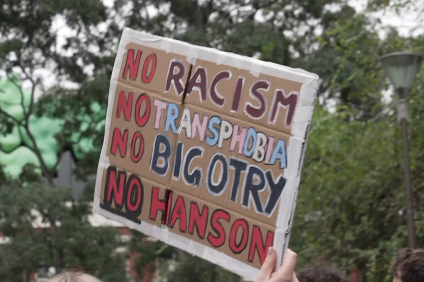 An anti-Pauline Hanson sign