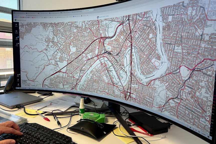 a computer screen showing a map of a rail network
