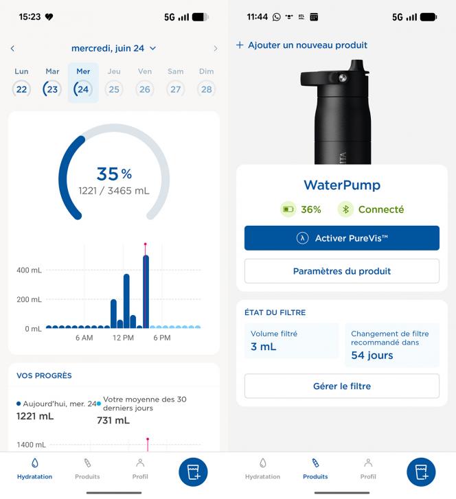Votre hydratation au jour le jour, et la possibilité de paramétrer la gourde si nécessaire