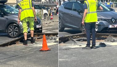 Surréaliste à Anderlecht, la chaleur provoque le soulèvement d'un rail de tram rue Wayez : une voiture accidentée