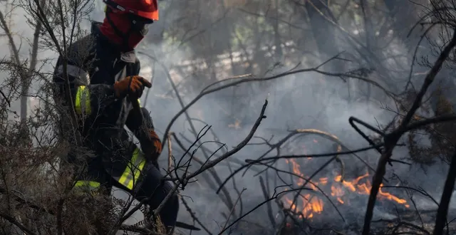 photo lundi 27 juillet 2026, cinquième jour de lutte contre le feu de saumos en gironde qui ravage la forêt du bassin d’arcachon. © hans lucas via afp/estelle ruiz