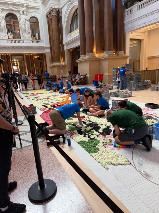 Le second tapis de fleurs, à l’intérieur de la Bourse de Bruxelles.