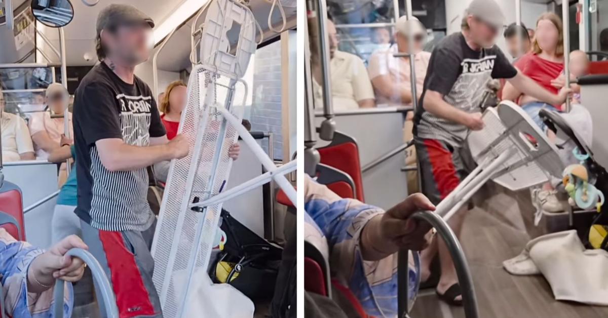 Vidéo insolite dans un bus à Liège : il fait semblant de repasser alors que le véhicule roule, chute sur une poussette et s’en prend au chauffeur ! (vidéo)