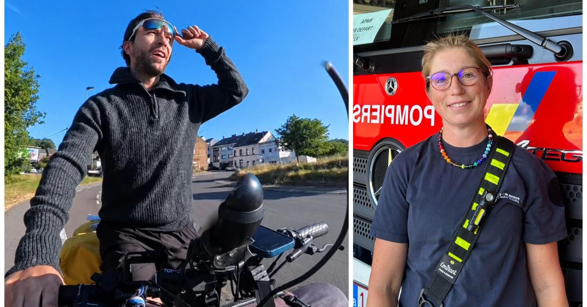 Un tiktokeur norvégien traverse l’Europe à vélo et fait escale à la caserne des pompiers de La Louvière : « Ils m’ont accueilli comme un membre de la famille »