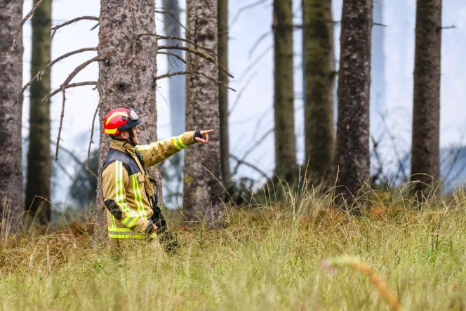 Des pompiers sur le site de l’incendie, le mardi 18 août 2026.