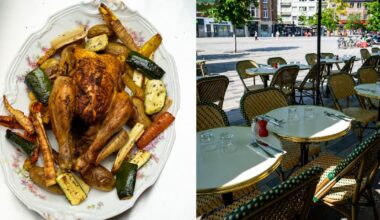 Située sur une place animée de Bruxelles, cette brasserie à la terrasse immense ne sert que du fait maison