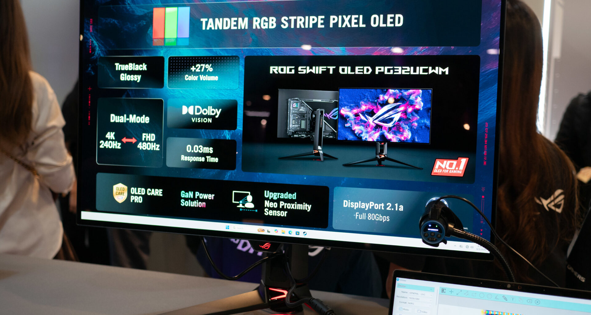 De PG32UCWM heeft een RGB Stripe pixelstructuur, zoals ASUS op Computex liet zien met een microscoop.